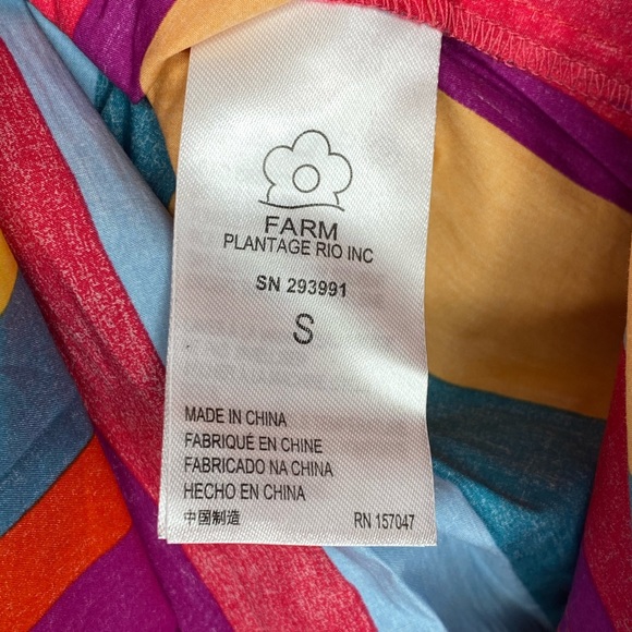 Farm Rio Striped Scarf Maxi Ruffled Rainbow Balloon Sleeve Maxi Dress Sz. S - Picture 6 of 9